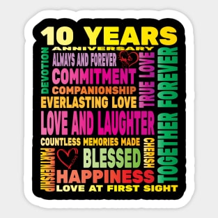 10 Years Anniversary of Love Happy Marriage Couple Lovers Sticker